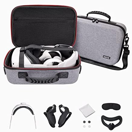 DESTEK All in One Oculus/Meta Quest 2 Accessories Bundle, Carrying Case Set Oculus Fit Pack for Quest 2 Included Head Strap, Controller Grips, Silicone Face Cover and Multiple Travel Games Kit (7PCS)