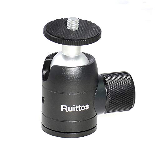 Ruittos Mini Tripod Ball Head RT-12BH, 360 Degree Rotation Swivel Tripod Head Mount Metal with 1/4 Screw for DSLR/SLR Camera Compatible with Canon/Nikon/Video Camcorder/Smartphone/iPhone, (RT-12BH)