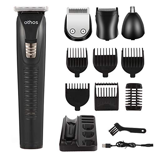 Othos Multi-Functional Electric Grooming Hair Clipper Beard Trimmers Shaver Kit For Men Shaver Mustache Hair Face Nose Body Ear Trimmers Set Usb Charging Rechargeable Lithium Battery Cordless Stand #TOP2