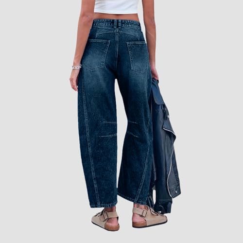 Barrel Jeans Women High Waisted Wide Leg Cropped Jeans Trendy Denim Ankle Pants Y2k Boyfriend Mom Cowgirl Outfits4