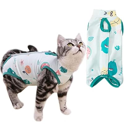 ZIMAOSHAN Cat Surgery Recovery Suit Pet Recovery Suit Abdominal Wound Protector Medical Surgical Clothes for Cat (Large, Green)
