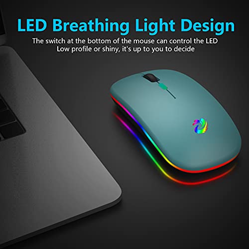 LED-Wireless-Mouse-Rechargeable-Slim-Silent-Mice-24G-Portable-Office-Optical-Mouse-with-USB-Receiver-and-Type-C-Adapter-3-Adjustable-DPI-for-Laptop-Computer-PC-Notebook-DesktopLake-Blue