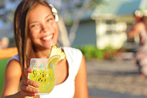 Cactus Sip Sip Ole! Stemless Wine Glass Fiesta Themed Party Stemless Wine Glasses Gift! Perfect Wine Glass For Bachelorette Parties, Flamingo Parties, Unicorn Parties, And Girls Trips! (Sip Sip Ole!) #TOP3