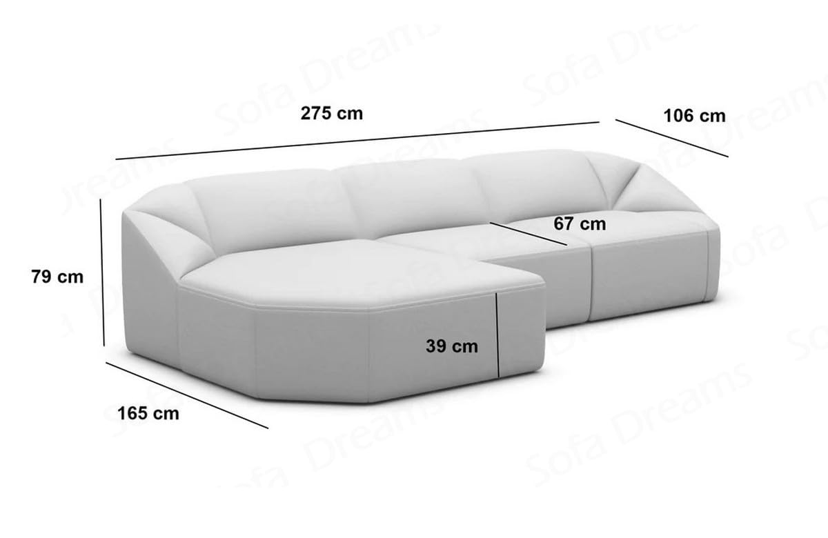 Ecksofa Cabrera L Form kurz Stoffsofa Sofa Designersofa Bouclè Weiss (Ottomane rechts)