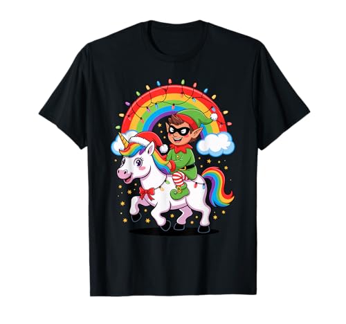 Noël Lutin Licorne Arc-en-Ciel Lutins T-Shirt