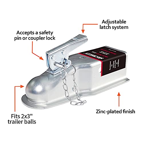 Nbjingyi Trailer Coupler Ball Width 2" Channel Width 3" Trailer Tongue 5000 Lbs, With Chain Boat Trailer Coupler #TOP5
