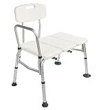 Tub Transfer Bench, Adjustable Height Medical Bath Shower Seat with Back, Bathroom Bathtub Non-Slip