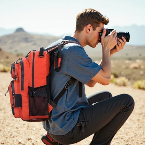 Mochila de pesca impermeable 35L con soporte para caña naranja miniatura 7