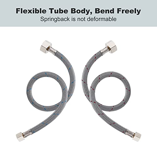 Wowow 8 Inch Faucet Supply Hose Faucet Line Braided Nylon Sink Faucet Supply Line 3/8" Comp X 1/2" Comp 2Pcs (1 Pair) #TOP4
