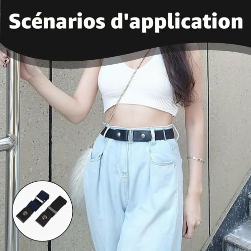 Hawpasy 2PCS Ceinture élastique sans boucle pour femme et homme, grande taille, ajustable 40-65 cm, extensible jusqu’à 110 cm, largeur 3 cm – vue 6
