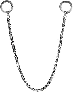 925 Oxidized Sterling Silver Keychain, Wallet Chain, Beads with Star Design, Practical Solid Silver Chain, Unique Unisex Gift For Him or Her/code: 0.028