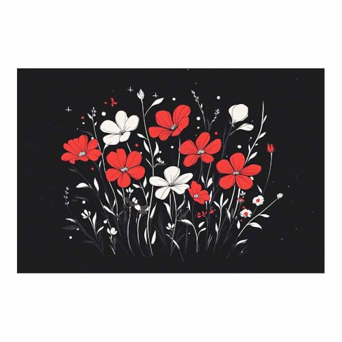 Fleurs impression moderne sur toile 40x60cm posters abstraits noir et blanc