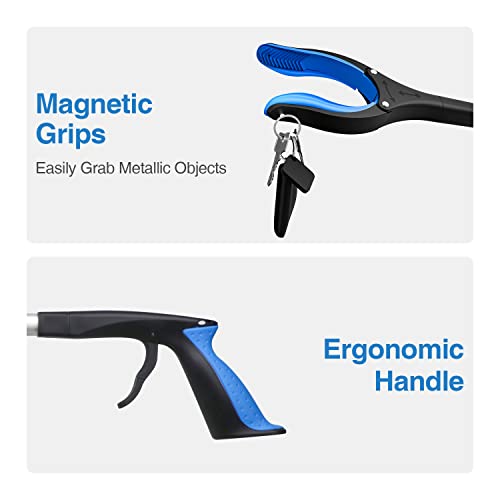 2-Pack Grabber Reacher Tool, 32 Inch Extra Long Steel Foldable Pick Up Stick with Strong Grip Magnetic, 90° Rotating Anti-Slip Jaw, Trash Claw Grabber Tool, Hand Grabber for Reaching, Arm Extension - image 7