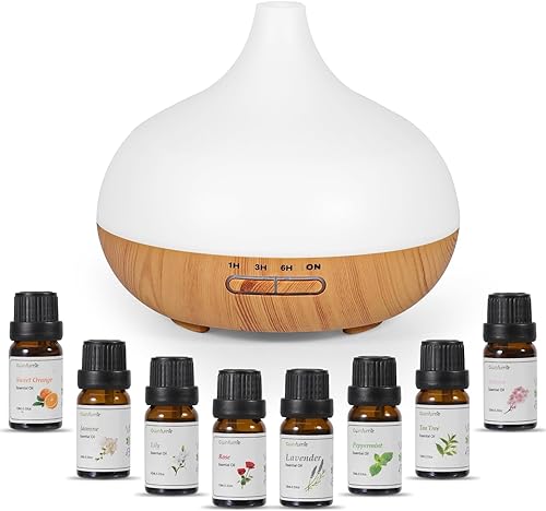 Worve Essential Oil Diffuser 500ML,Ultrasonic Aromatherapy Diffuser Mist Humidifiers,Humidifier with 14 Color Lights for Large Room, 4 Timer Setting, Auto Shut-Off for Office Home Bedroom Living