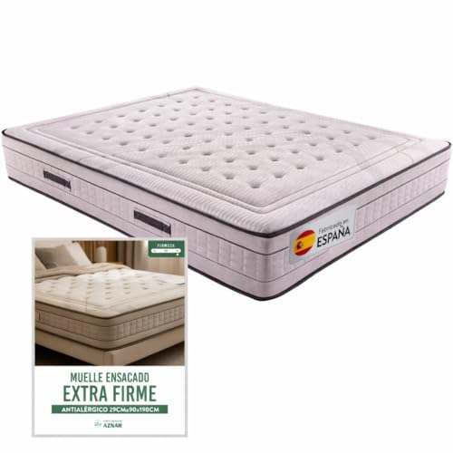 Aznar Colchón Muelles Ensacados Alani 29 cm de Altura Firmeza Alta 85% Viscoelástica y Tejido Transpirable Independencia de Lechos Certificado Oeko-Tex (160x200cm)