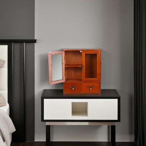 Hemobllo Armario de Pared Rústico Mini Vitrina de Madera Puertas Dobles, Gabinete Práctico para Guardar Medicamentos y Objetos Personales - imagen 9