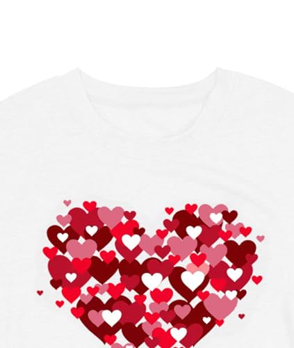 Image of Valentines Shirts for Women Valentine Love Heart Printed Graphic Tshirt Cute Girls Casual Top