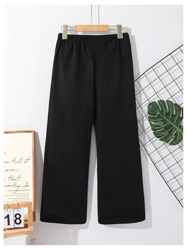 Boy's Wide Leg Sweatpants Drawstring Waist Casual Athletic Pants Loose Sports Trousers with Pockets2