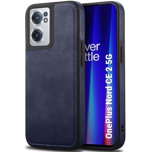 Image of TheGiftKart Genuine Leather Finish Back Cover Case for OnePlus Nord CE 2 5G|Shockproof Design|Raised Edges for Camera & Screen Protection|Stunning Minimalist Cover for OnePlus Nord CE 2, Black