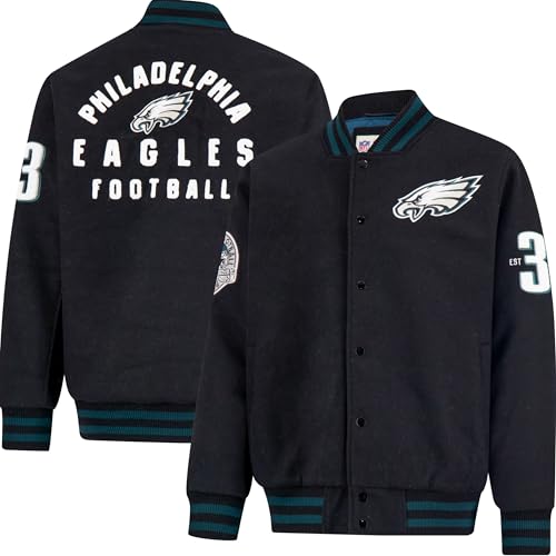 Ultra Game NFL Official Adults Classic Varsity Coaches Jacket Coat - Unisex Philadelphia Eagles Team Color Medium