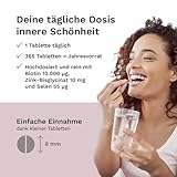Biotin, Zink & Selen - 10000 µg Biotin, 10 mg Zink-Bisglycinat, 55 µg Selen - 365 vegane Tabletten - Haar-Vitamine im Jahresvorrat - für Haare, Haut & Nägel - ohne Zusatzstoffe - Balanced Vitality