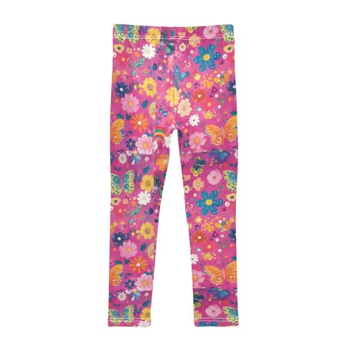 Butterfly Rainbows Flower Girls Leggings Kids Yoga Pants Dance Active Tights 4T2