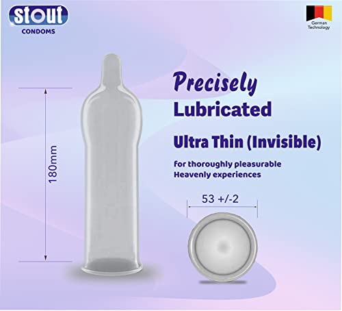 Image of Stout Ultra Thin Highest Grade Latex BareFeel Condoms for Men |Extra Lubricated, Non-Flavoured for Extra Pleasure | Thinnest Condom for BareFeel - 10 Count | Pack of 3