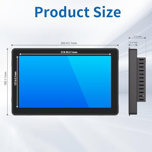 Image of 10.1 Inch Industrial Touch Screen Monitor, 10 Points Touch, Ratio 16:10 Capacitive PCAP Display, 1280 x 800R, Active Matrix TFT LCD, LED Backlight, VGA, DVI, HD-MI Ports
