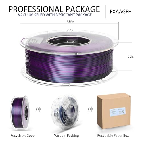 Image of 1KG 3D Printer Filament Bundle, 3 D PLA Printing Filament 1.75mm, Dual Color, + /-0.03mm, 1kg /2.2lbs Silk Purple Black