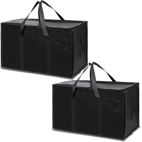 Mesiria 2 Stück 91L Große Aufbewahrungstaschen, Strapazierfähige Umzugstaschen, Wasserabweisender,Faltbarer Kleider-Organizer mit Griffen und Reißverschlüssen für Bettzeug, Bettdecken, Umzüge, Kissen