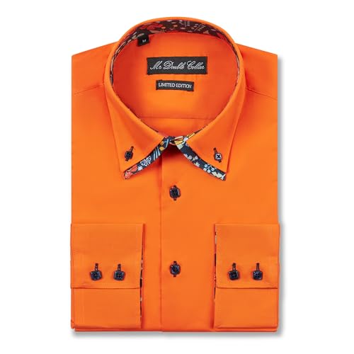 Chemise double col homme motif floral orange mode masculine tendance chic