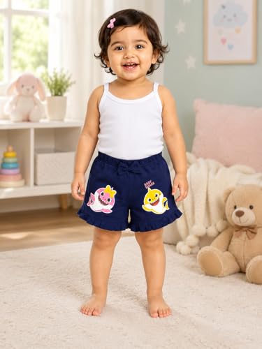 Image of BODYCARE KIDS Infant Baby Girls Cotton Antiviral Printed Shorts | Soft Breathable Elastic Waist Casual for Toddlers & Infants | Comfortable Summer Baby Bottoms for Girls