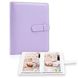 Fotoalbum 10x15 Fotos - 68 Taschen kleine Mini-Kapazität Premium Vegan Leder Cover Fall, tragbare Brieftasche Buch für Jungen Mädchen Geburtstag Hochzeit (Lila)