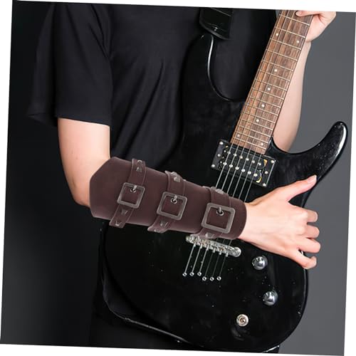 Hemoton 1set Leather Viking Wristbands Set Men Medieval Renaissance Costume Waist Belt Arm Guards Brown4