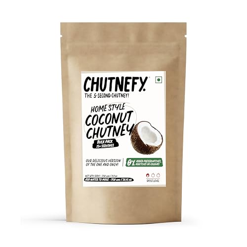 Image of Chutnefy Coconut Chutney Mix | 250g Freeze-Dried Instant Dry Mix | Just Add Water to Make 20+ Servings (1000 g) | 0% Preservatives or Additives
