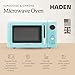 Haden 700 Watt 0.7 Cubic Foot Microwave Oven with Digital Controls, Defrost, and Instant Start Countertop Small Appliance, Turquoise/Chrome