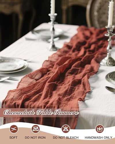 4 Pack Terracotta Cheesecloth Table Runner 35x120 Inches — view 6