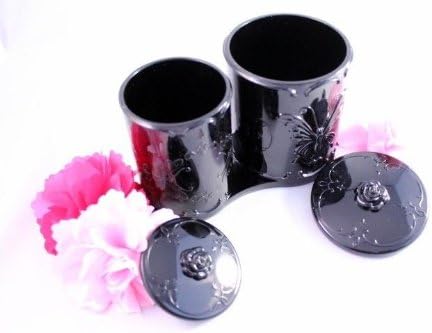 Anna Sui Style Retro Black Rose Cosmetic Makeup Brush Pencil Case Pad Ball Holder
