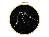 renna deluxe Sternzeichen WASSERMANN in Gold, Druck Bild im Stickrahmen Wandbild Wandbild Wanddekoration Kunstdruck rundes Bild