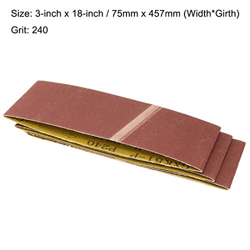 Sourcingmap 3-Inch x 18-Inch Aluminum Oxide Sanding Belt 240 Grits Sandpaper Lapped Joint for Belt Sander 3pcs - Image 2