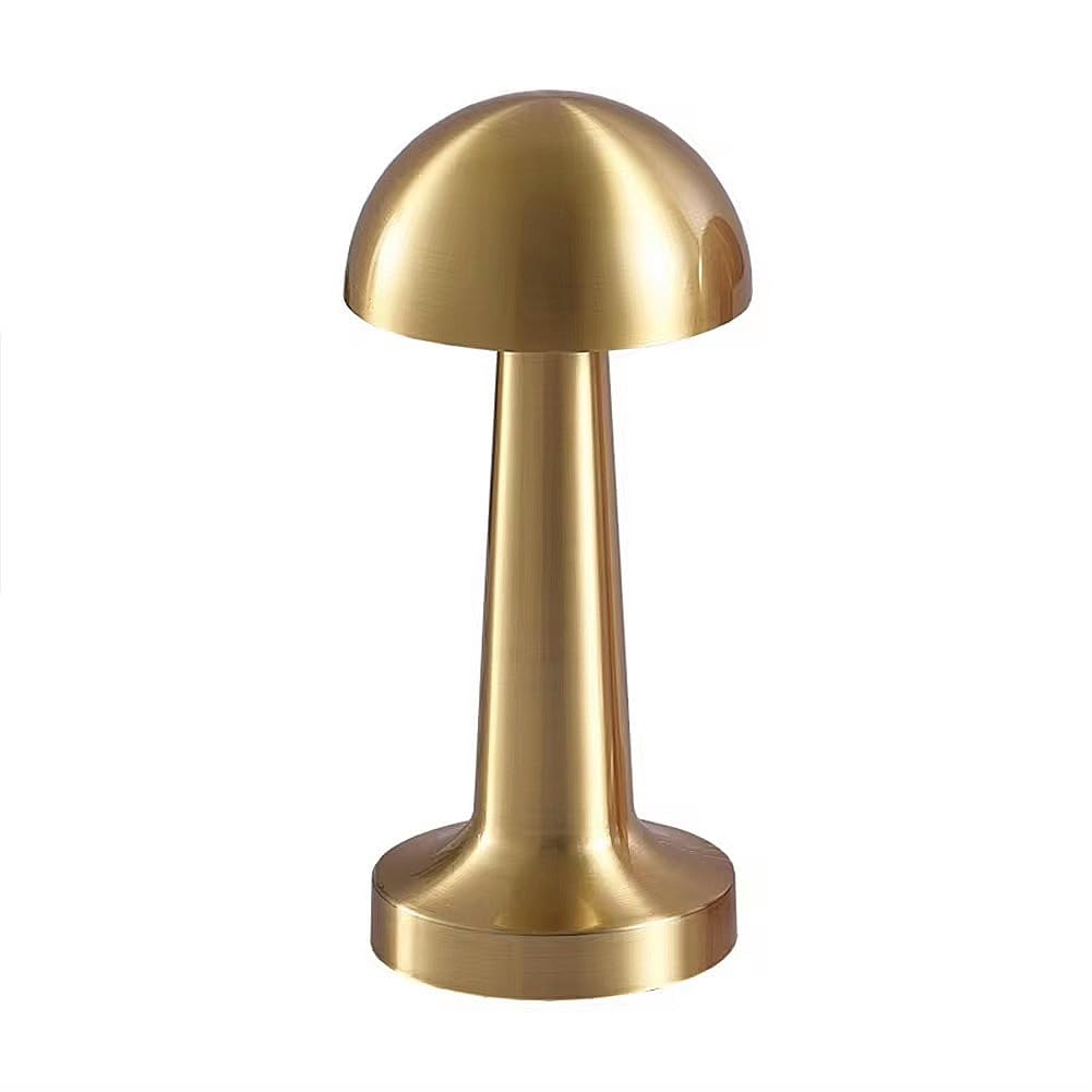 TRIXES Rechargeable Mushroom Lamp - Portable Cordless Table Lamp with 3-Colour Modes - Ambient Lighting - Antique Gold