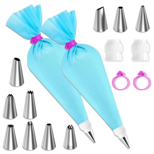 16-Piece Professional Cake Decorating Kit with Reusable Piping Bags and 10 Nozzles for Baking Enthusiasts