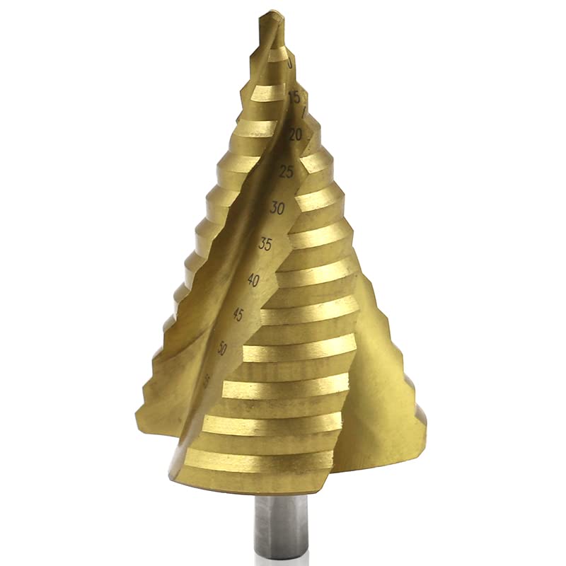 6-65mm/6-60mm HSS Rundschaft Stufenbohrer Spiral Metall Holzbearbeitung Stufenbohrer Lochbohrer Zimmerei Holzwerkzeuge(Titanium 6-65mm)