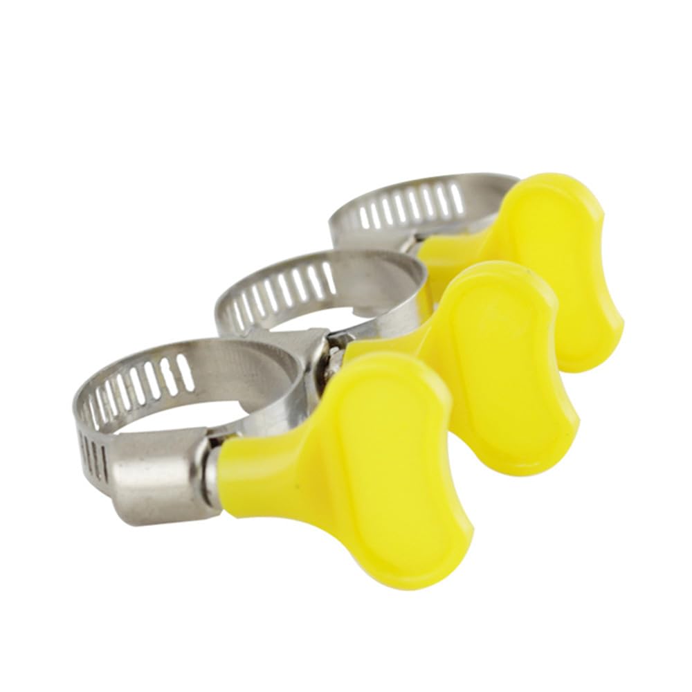 10 Stück verstellbarer Griff, gelb, Typ S, mit Griff, 304 Edelstahl, Hoop-Rohrclips,Schlauchschellen(16 25 mm)