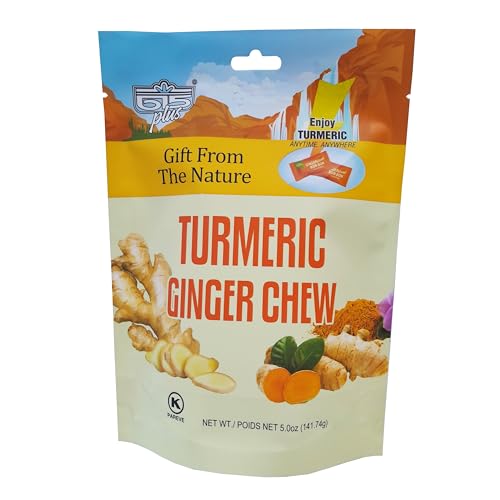 615 Plus Ginger Candy Chewy Ginger Chew (Turmeric, 5.0 Ounce, Pack of 1)