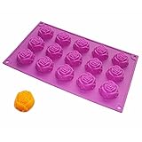 X-Haibei Romantic Rose Silicone Mold for Chocolate, Soap, Candles, and Jello - 15-Cavity Flower Mold for Wedding Favors, DIY Crafts, and Baking