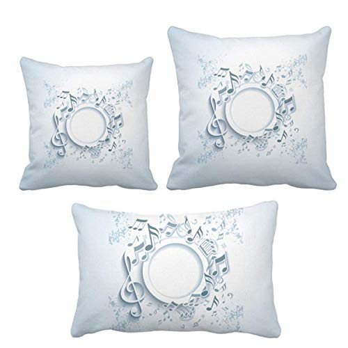 Housse de coussin simple notes de musique en textile doux avec fermeture éclair invisible