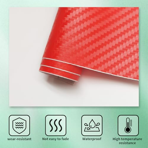 Image of Compatible with 11.8 inch x 4 inch Carbon Fiber Chevy Bowtie Emblem Wrap Kit Logo Overlay Vinyl Wrap with Spatula and Cutter 3Pcs Red