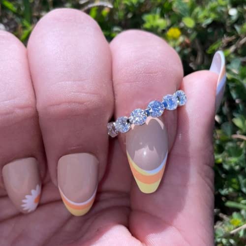 Twobirch Platinum Plated Sterling Silver Round Cut Moissanite Eternity Ring (4 Mm) (Gra Certified) (5) #TOP3