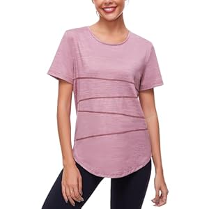 Tee Shirt Sport Femme Sechage Rapide T-Shirts de Sport Femme à Manches Courtes Tops Sport Col Rond pour Yoga Running Fitness Pilates S-XXL